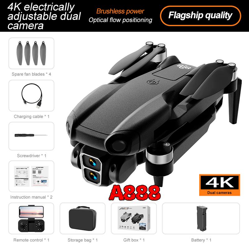 2025 Novo Drone Dobrável A888 PRO 4K Profissional HD Câmera Dupla Sem Escovas Fluxo Óptico Hover Fuselagem Aerodinâmica Quadcopter Brinquedos