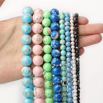 1 filo/borsa Perline sfuse rotonde di turchese conchiglia multicolore per creazione di gioielli Collana braccialetto fai da te 15 pollici(A te:4 mm 6 mm 8 mm 10 mm 12 mm)