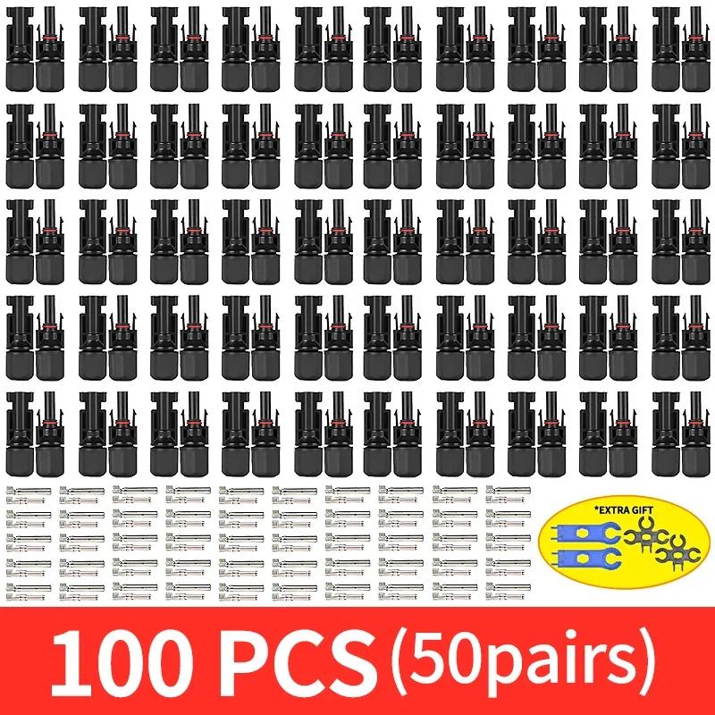 600/400/200/100/10Pcs Solar Panels Connectors Kit, PV Plug 1000V DC 30A, for Photovoltaic MC Cable 2.5/4/6mm²