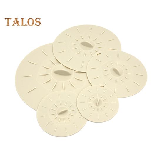 

5 шт. силиконовых крышек для еды, герметичные многоразмерные крышки для мисок, кастрюль, сковородок, термостойкие крышки для сковородок, безопасные для микроволновой печи бежевый