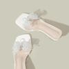 Women Slippers Fashion Square Head Designer High Heel Slippers PVC Transparent Slippers for Women Sweet Bow French Style Slipper