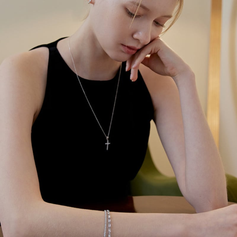 Lewe [2-bracelet set] Clear tennis bracelet