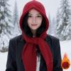 Autumn Winter Women Knitted Hat Scarf Set  Ins Style Balaclava Beanie Windproof Warm Plush Hood Outdoor Cycling Christmas Gift