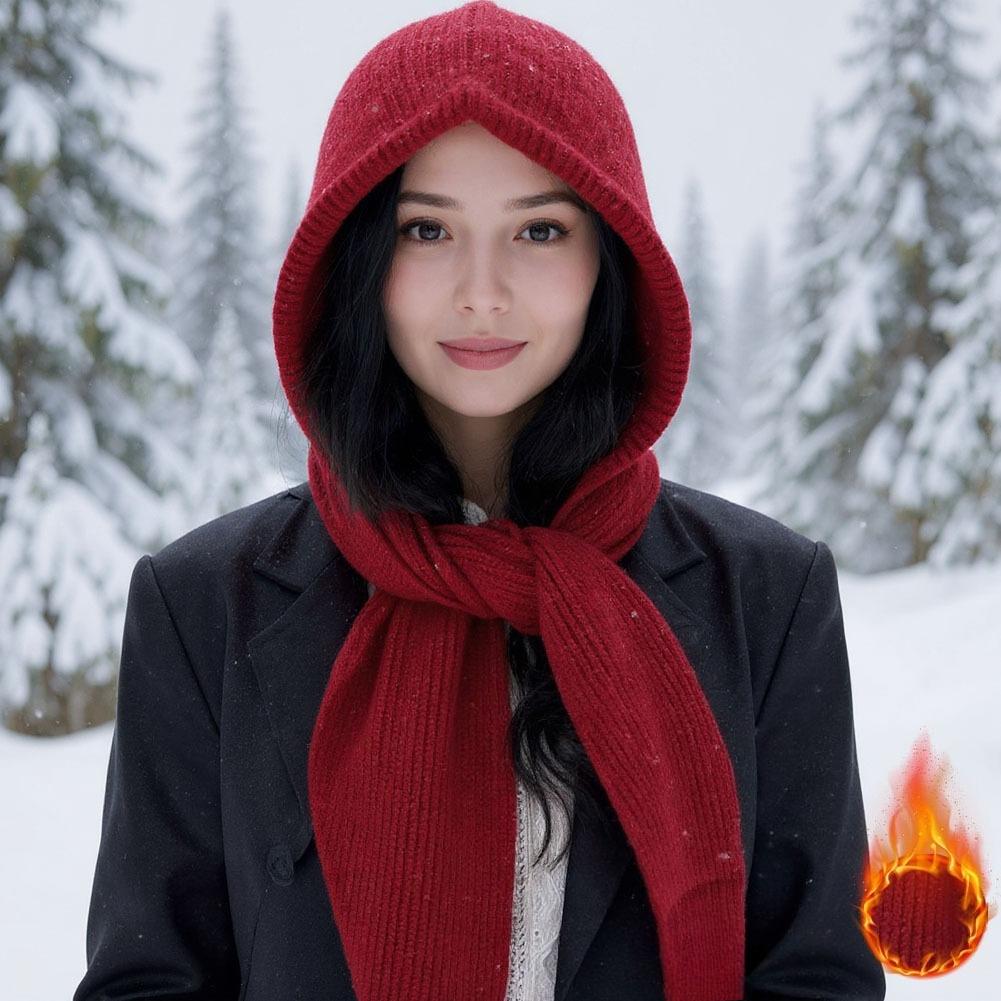 Autumn Winter Women Knitted Hat Scarf Set Ins Style Balaclava Beanie Windproof Warm Plush Hood Outdoor Cycling Christmas Gift