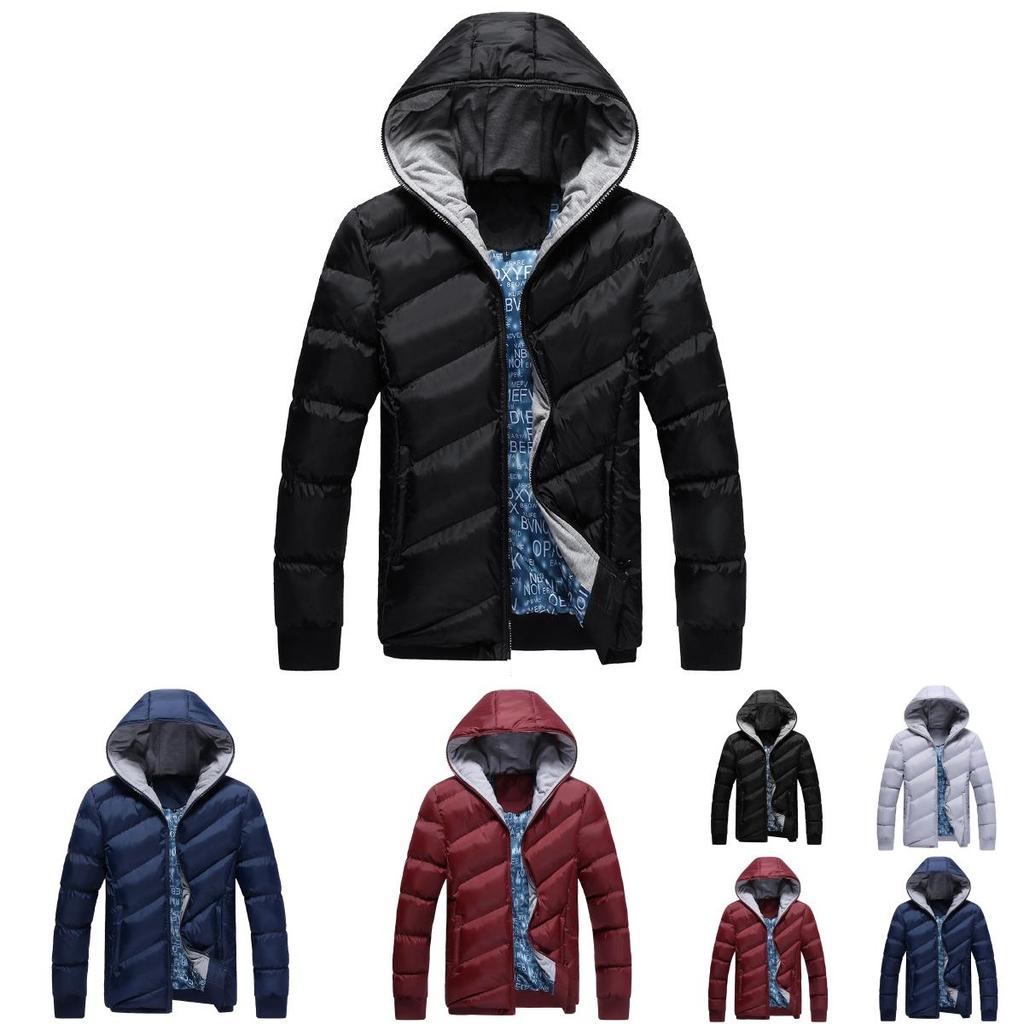 Elegant Fashion Men Winter Warm Padded Coat Thick Casual Outerwear Parka Jacket