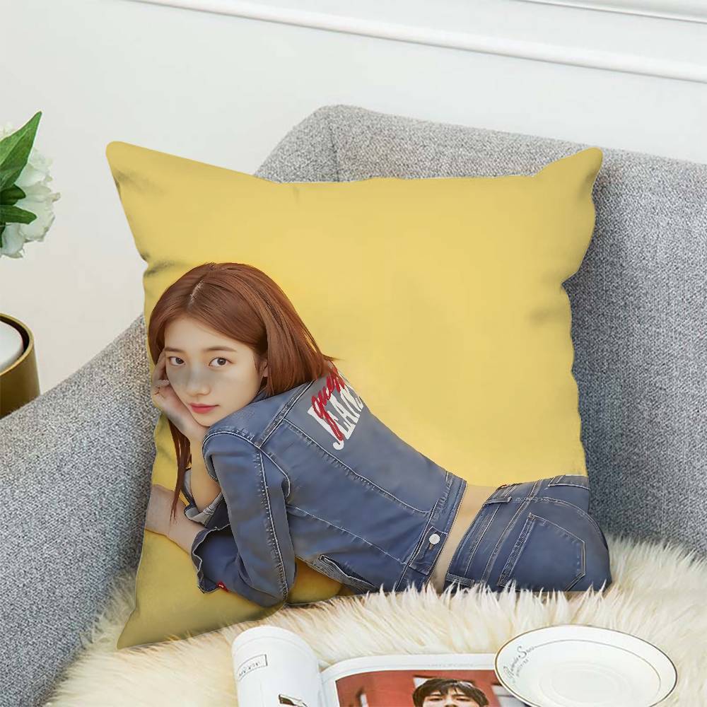KPOPBBae Suzy Pillow Case Sofa Decorative Home Doublesided Print Plush Square Throw Pillow Cushion Cover