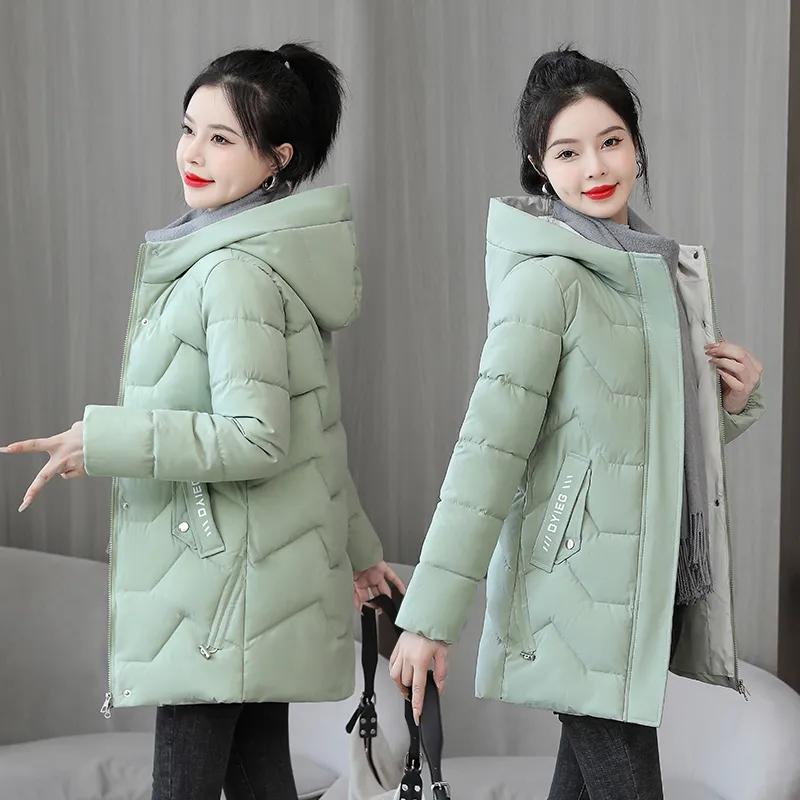 Women Winter Coat Jacket Warm Down Cotton Parkas Ladies Mid-Length Hooded Cotton Padded Coats Female Jackets Overcoat