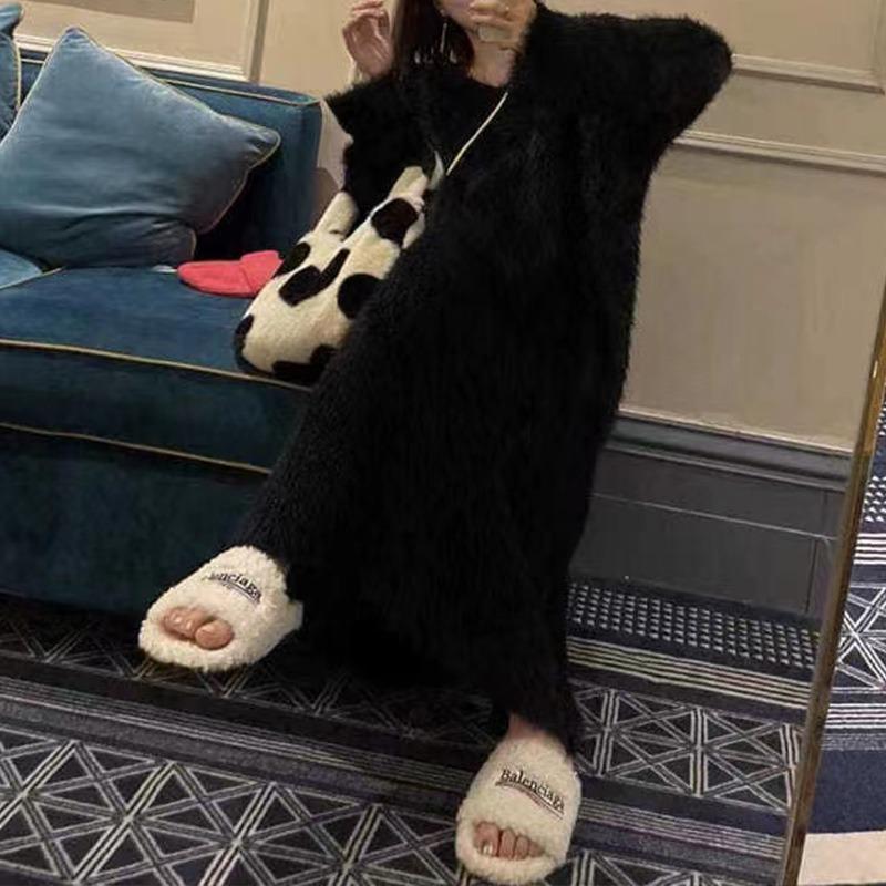 Temperament celebrity style soft waxy sweater skirt women's autumn and winter new lazy imitation mink plush long knitted dress