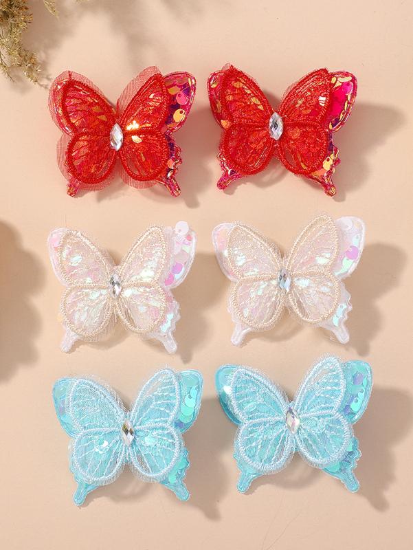 6 STÜCKE Neue Pailletten Schmetterling Elastische Haarbänder Mädchen Binden Einen Pferdeschwanz Kinder Haarschmuck Niedliche Kinder Haargummis Baby Kopfschmuck