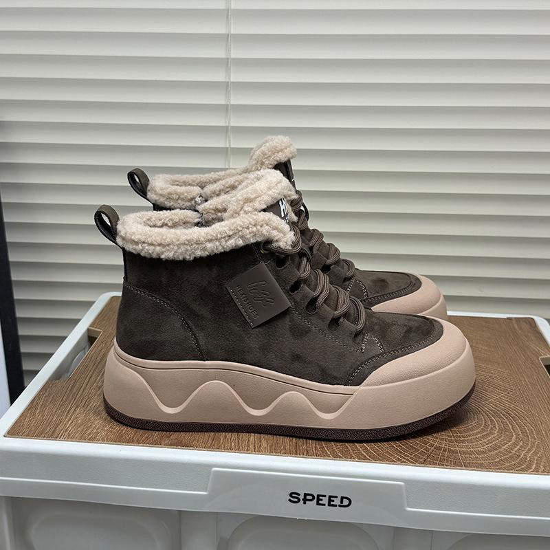 thick-soled velvet high-top shoes for women s winter new warm wool cotton shoes fashionable versatile thick-soled casual shoes 40