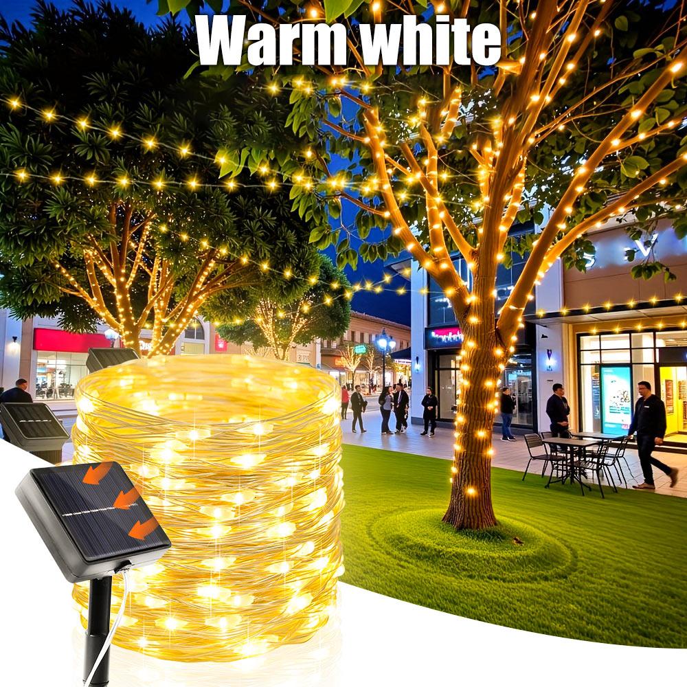 NEW Solar Powered Silvery Wire String Lights 400LEDS 8 Lighting Modes Waterproof Fairy Lights for Patio DIY Garden Decorative