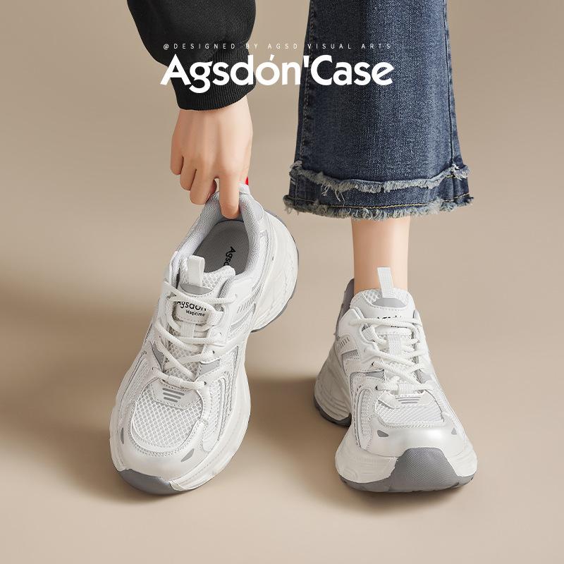 Augustine Daddy Shoes Women's 2025 New Summer Mesh Platform White Sneakers Show Feet Small Casual Shoes