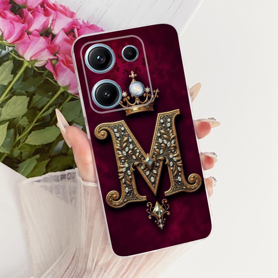 For Xiaomi Redmi Note 14S 4G Case Cute Crown Letters Cover Soft Slim Phone Case For Xiaomi Redmi Note 14S Note14S 4G Fundas Bags