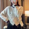 Women's 3D Embroidered Flower Sweater Coat Autumn Winter Thickened Outerwear Knitted Cardigan