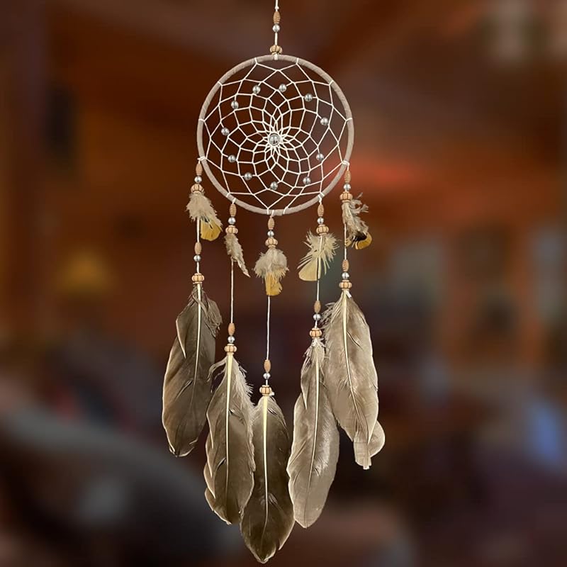 Handmade Dream Catchers for Boys Girls Kids Adults Small Feather Dreamcatcher for Native n Bedroom Wall Boho Décor серый