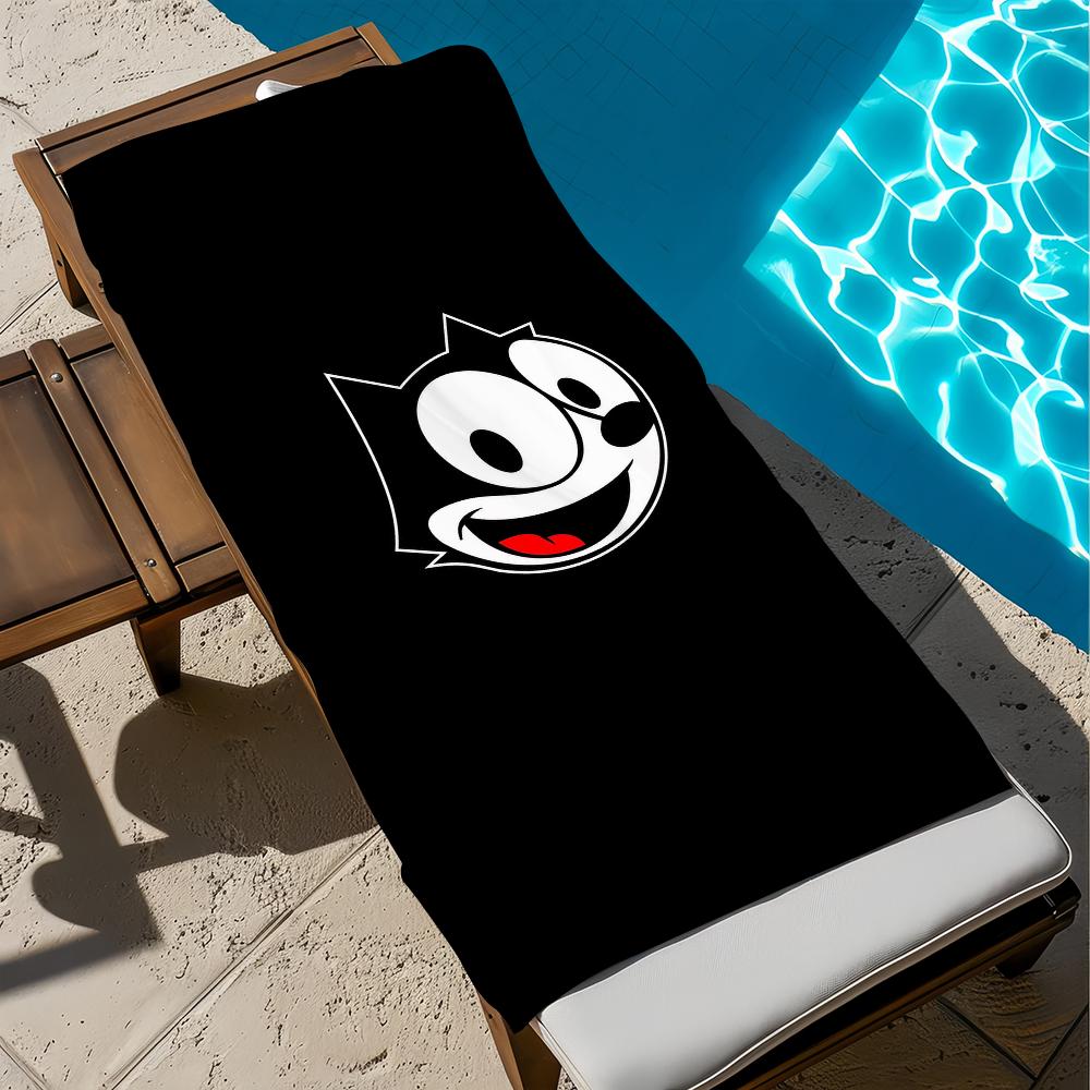 F-felix die süße C-Katze Handtuch Strand Schnelltrocknend Weich Poolhandtücher Geschenk für Reise Fitnessstudio Dusche Camping Sport