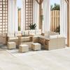 14-piece Garden Sofa Set with Beige Cushions Poly Rattan Acacia, 4 3363241 Garden Dining Set