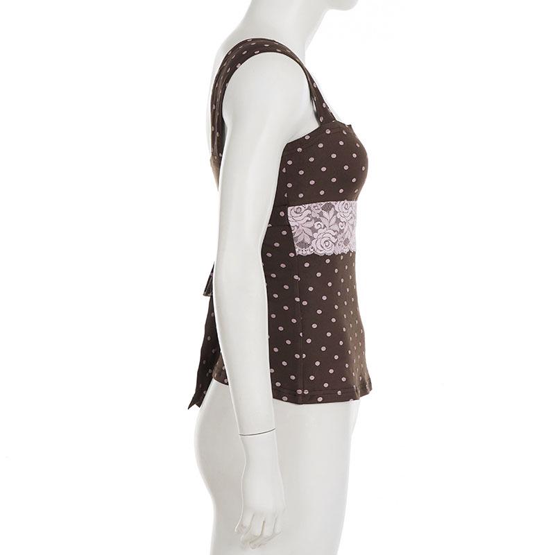2026 Women's Retro Polka Dot Sleeveless Slim-Fit Square Neck Tank Top