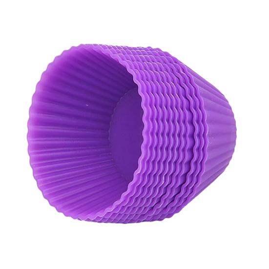 10Pcs Round Silicone Cake Muffin Cupcake Mold Maker Reusable Pastry Baking Tool