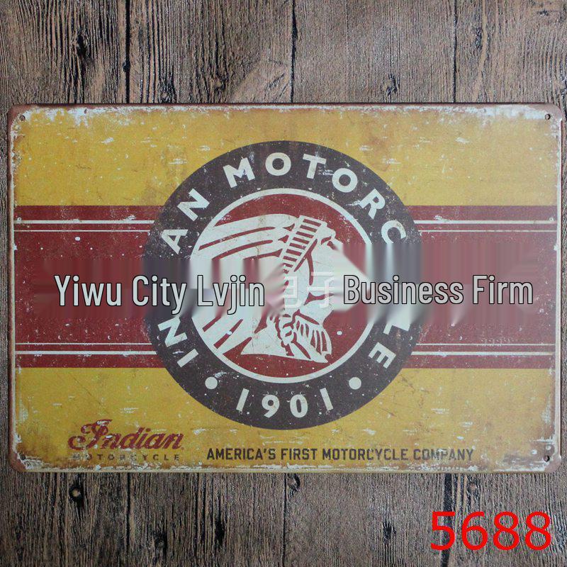 Retro Motorcycle Tin Painting for Home Decor - Frameless Wall Art for Bar or Hotel