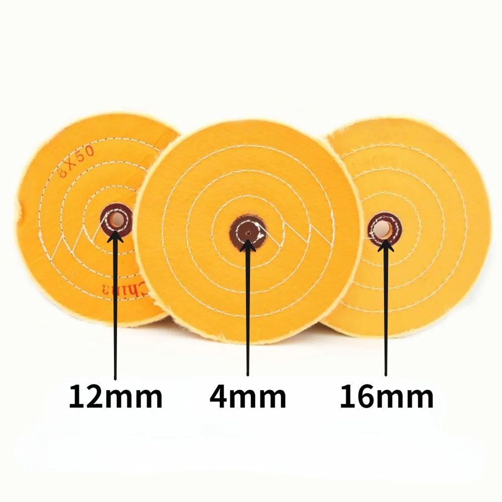 1Pcs Angle Grinder Accessory Cloth Buffing Wheel Abrasive Tool with 4/12/16mm Hole Polishing Wheel 2/3/4/5Inch Yellow Cotton Pad