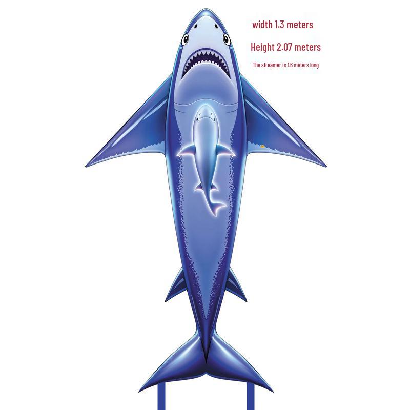 Shark Kite for Children and Adults: Long-Tailed Cartoon Design