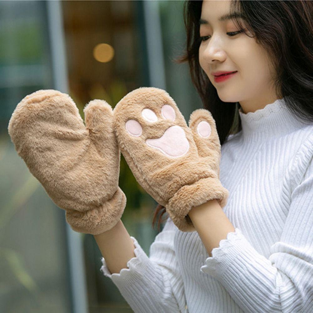For Women Windproof Autumn Fluffy Anime Cosplay Gloves Winter Paw Mittens Cat Claw Gloves Plush
