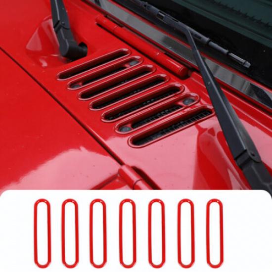 

7x Red Engine Hood Air Inlet Vent Decor Ring For Jeep Wrangler JK JKU 2007-2017