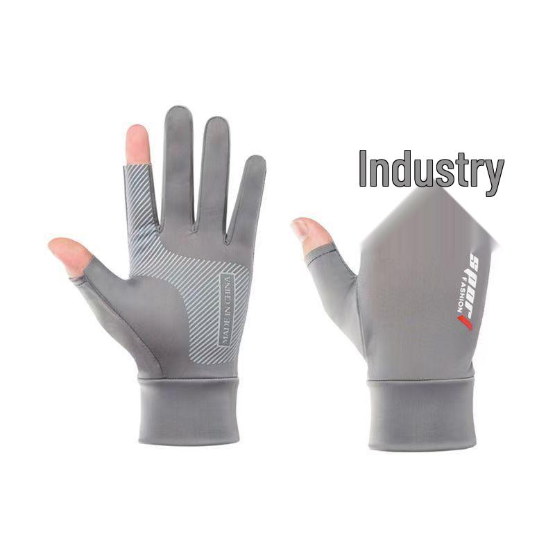 Men's Summer Ice Silk Non-slip Sun Gloves for Driving, Cycling, Takeaway & Fishing - 2.5 Finger Exposed & Full Finger Options