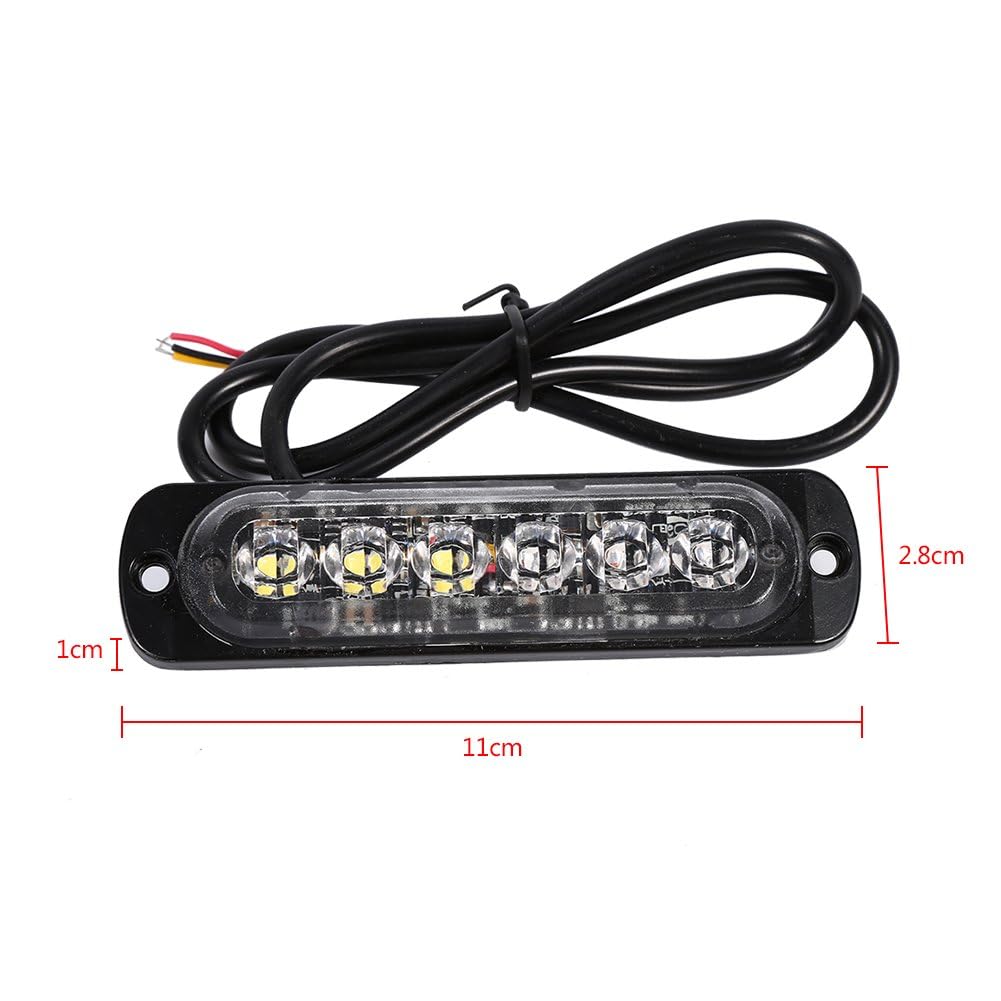 2pcs DC 12/24V 6LED Emergency Strobe Light Warning Strobe Light Emergency Light Flashing Lamp