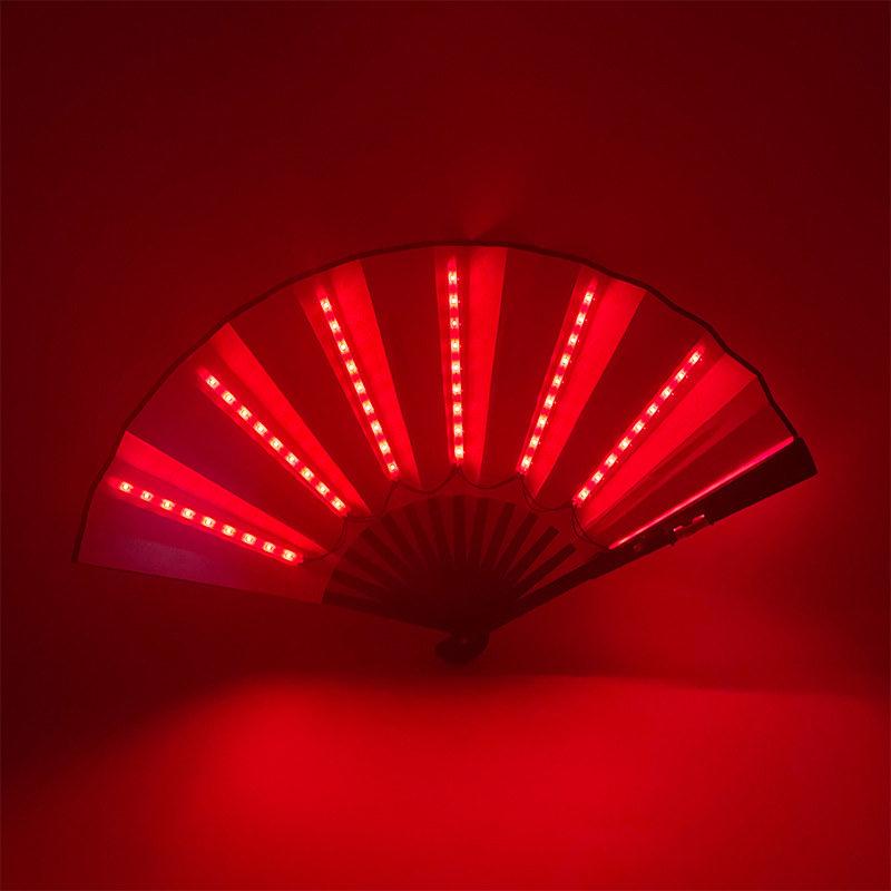 Foldable Hand Fan With Led Light Glowing Fluorescent Discoloration Fan For Night Performance Dj Bar Club Room Party Decoration
