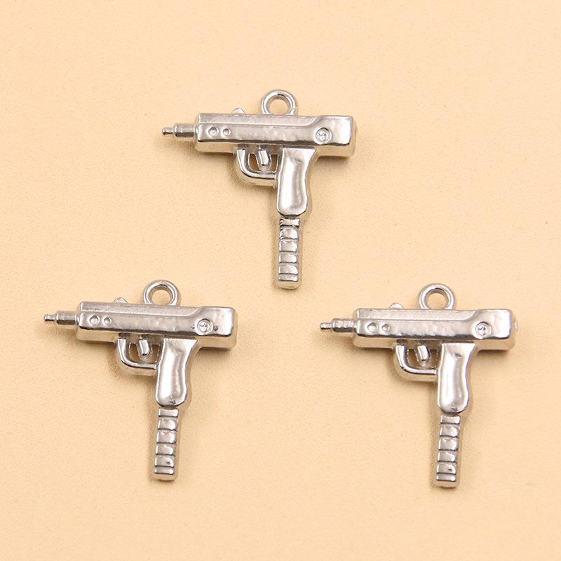 18K Gold Plated Stainless Steel Gun Pendant Accessories, 4 Styles