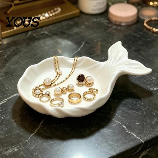 Dressing Table Organizer 3D Printed Fish Shape Jewelry Tray, Girlish Decorative Trinket Dish, Desktop Small Item Storage Tray for Dresser Entryway