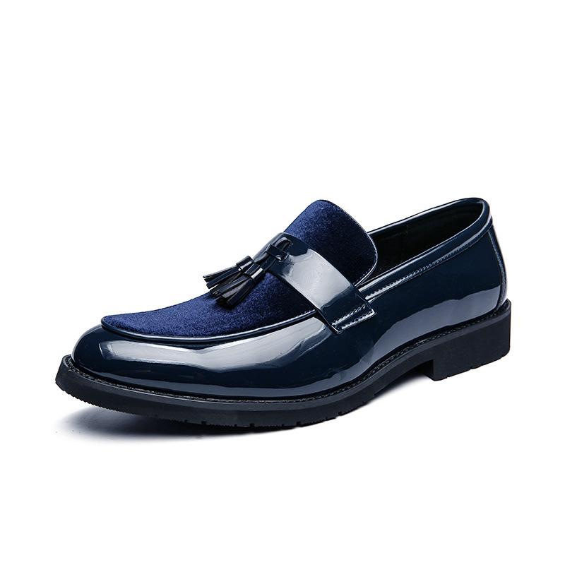 Extra Large Size Leather Shoes Men's One-Pedal Lazy Shoes Tassel Patent Leather Loafers Size 38-48 Men's Doudou Shoes
