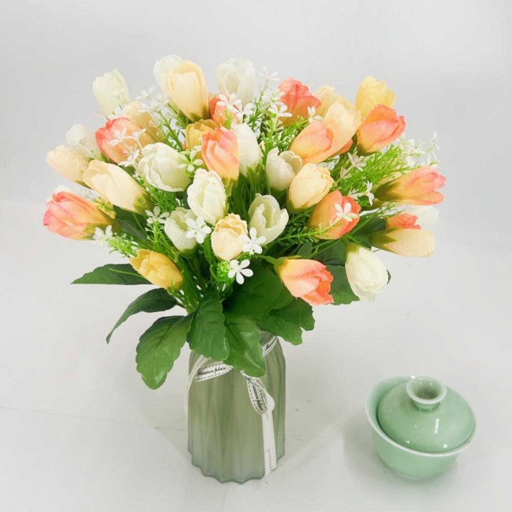 New Long Stem Artificial Tulip Bouquet Decorative Authentic Touch Artificial Flowers DIY Fake Flower Floral Arrangement