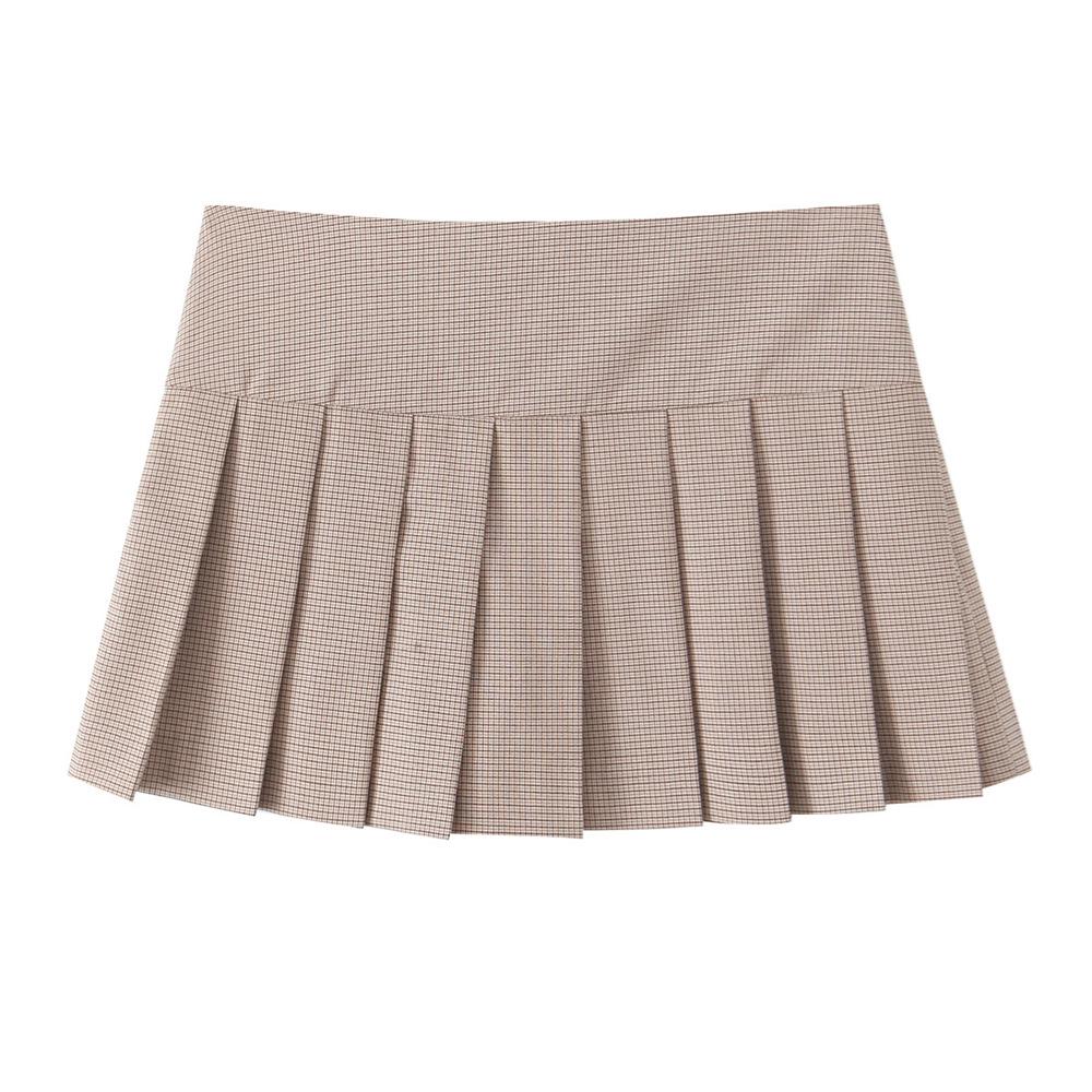 

Весенний женский клетчатый жилет и плиссированные кюлоты - Приталенный крой, Повседневный стиль, Круглый вырез, Без рукавов XS верблюд