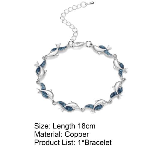Bracelet Dolphin Charm Jewelry Gift Alloy Women Fashion Dolphin Chain Bracelet for Banquet Party