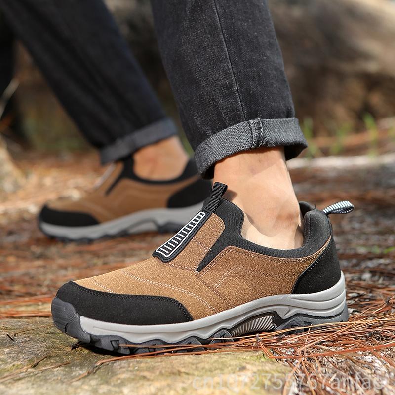 Men's Walking Shoes Casual Athletic Shoes Non-Slip Wear-Resistant Outdoor Hiking Shoes Comfortable Flat Sole Sneaker Lightweight