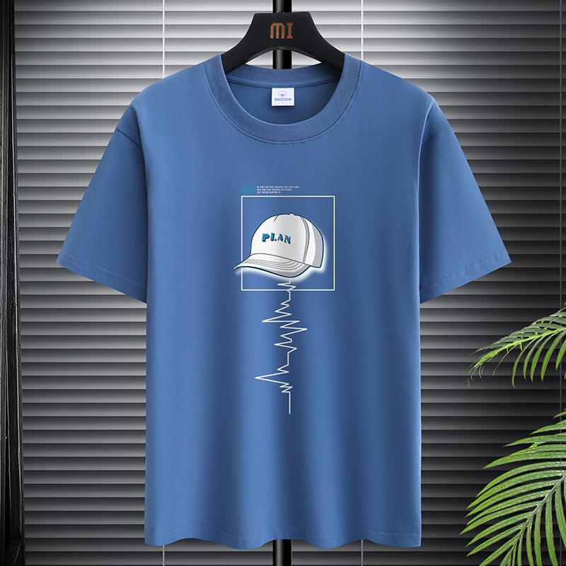 Camiseta de Manga Corta de Algodón Puro de Corte Holgado y a la Moda para Hombre Verano 2025