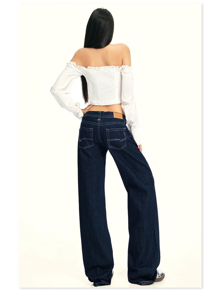 2025 Amerikanische Retro Low-Waist Wide-Leg Jeans für Herbst/Winter