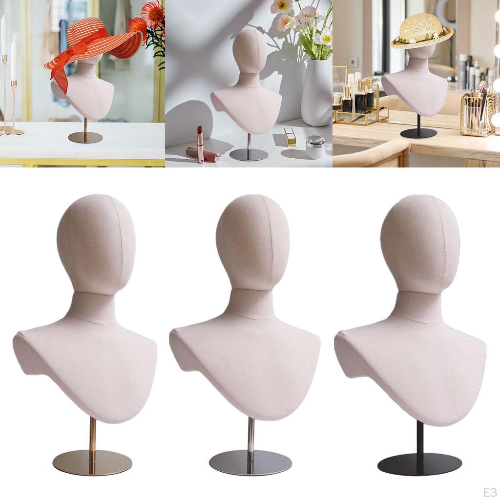 Adjustable Height Display Stand for Mannequin Head with Hat Rack