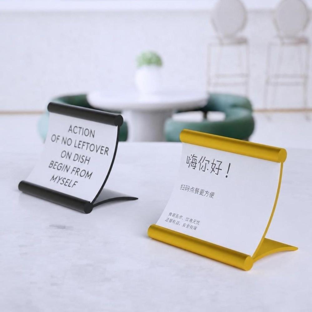 Aluminum Alloy Desktop Price Tag Stand Pull-out Label Display Stand Table Sign Holder Restaurant