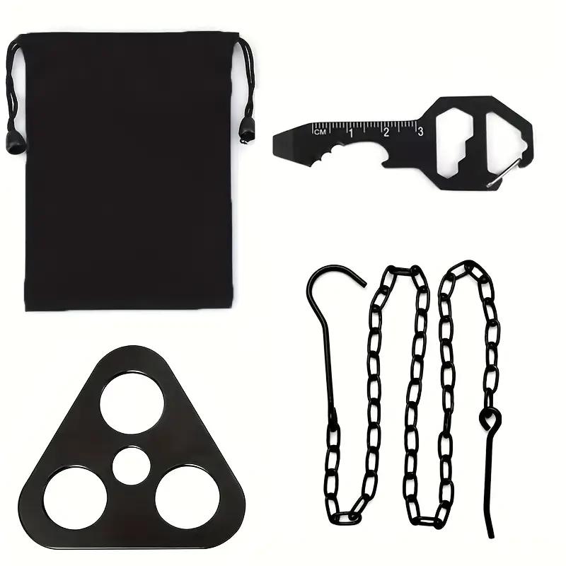 

3pcs Stainless Steel Portable Camping Tripod, Multi-Function Keychain - Foldable Outdoor Cooking Stand for Hanging Pots, Barbecu