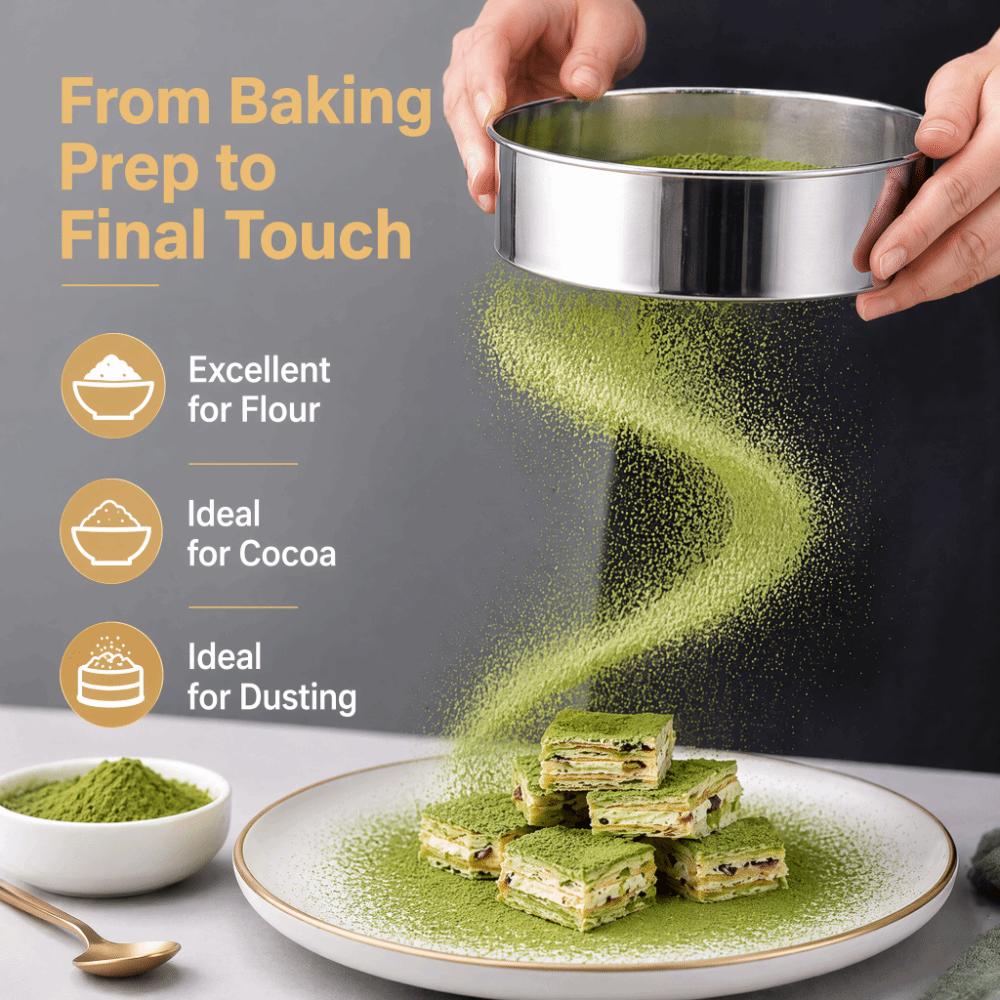 6PCS Stainless Steel Fine Mesh Sieve Fine Mesh Baking Sifter Portable Flour Sieve Set  Flour Sifting