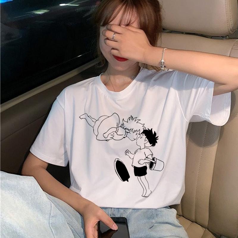 New Totoro T Shirt Women Studio Ghibli Kawaii 90S Graphic T-Shirt Harajuku Miyazaki Hayao Ullzang Tshirt Top Tees Female