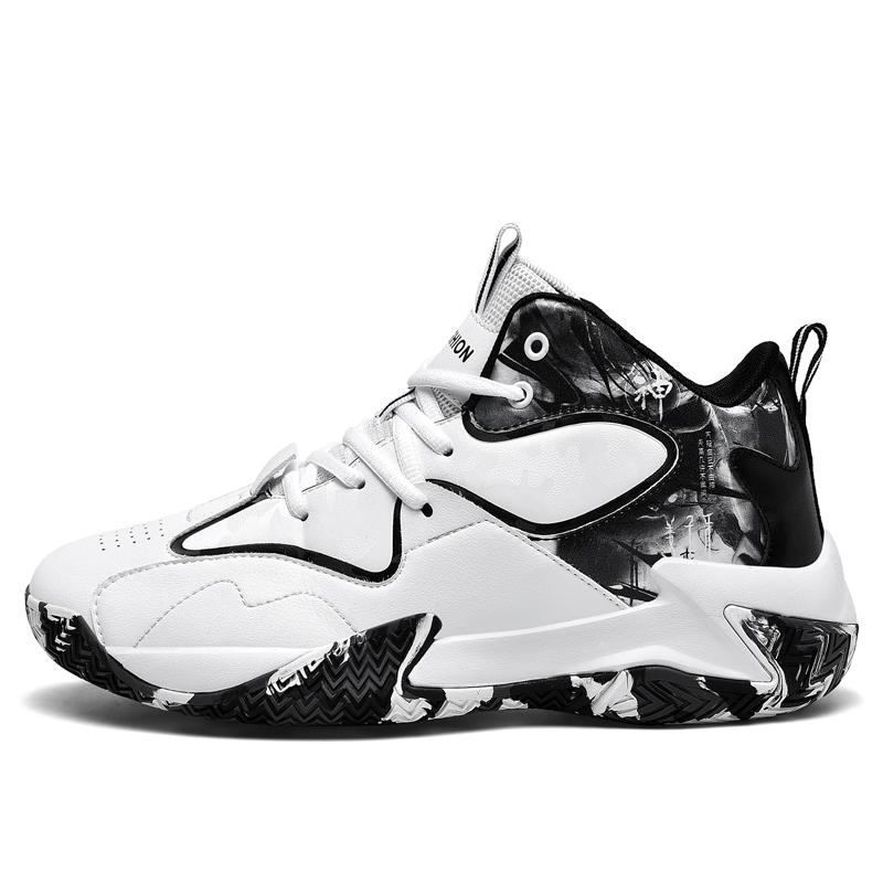 Big Size 36-48 Basketball Shoes Shock-Absorbant High-top Sneakers Anti-Slip Basketball Sneakers Competition Training Shoes