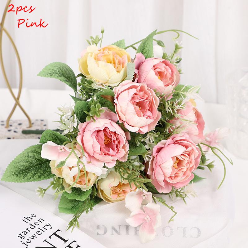 2PCS Artificial Flower Bouquets – For Indoor/Outdoor Gardening, Weddings, and Home Decor