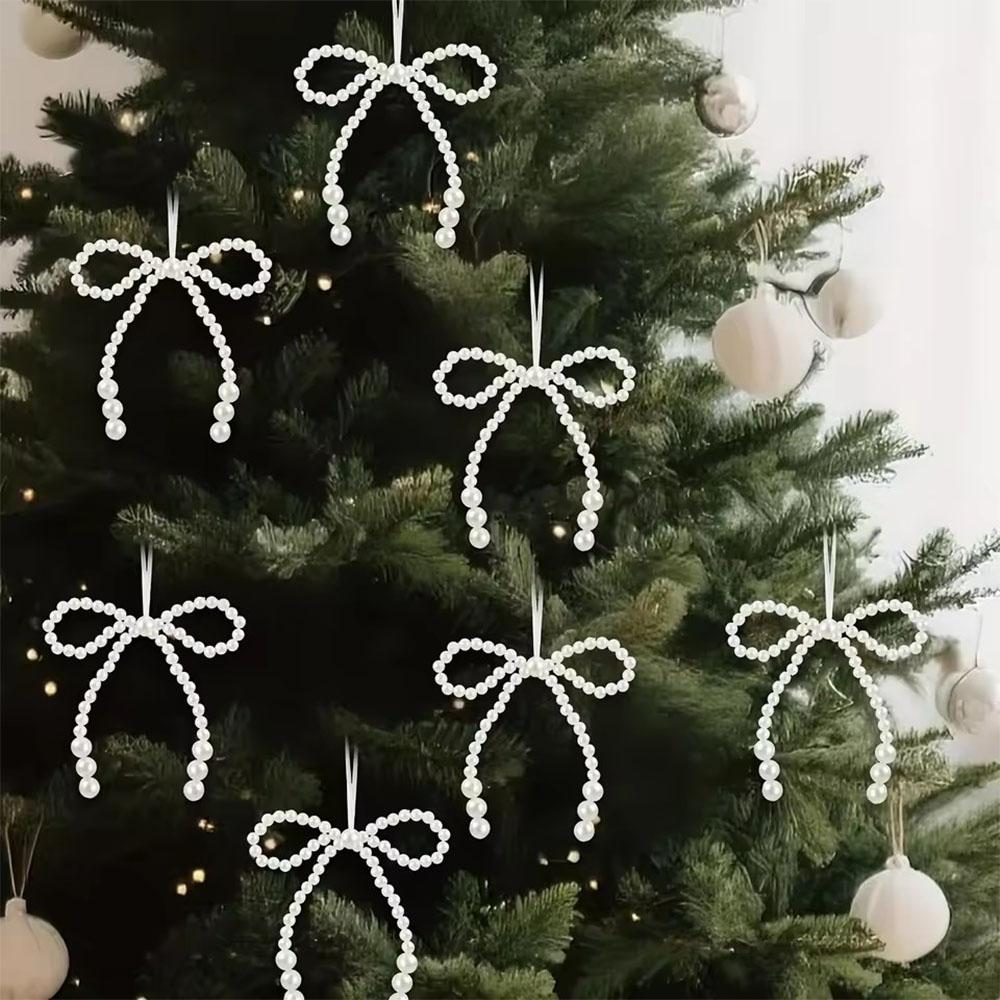 12 st Nya Handvävda Imitationspärla Rosett Juldekoration Jul Tofs Hänge Högtidsfest Flickrum Dekor Tillbehör