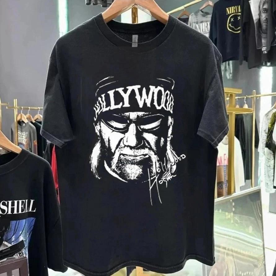American Hogan Hulk Hogan Black TShirt Unisexs Cotton TShirt Summer New Vintage Fashion Unisexs and Womens Streetwear S