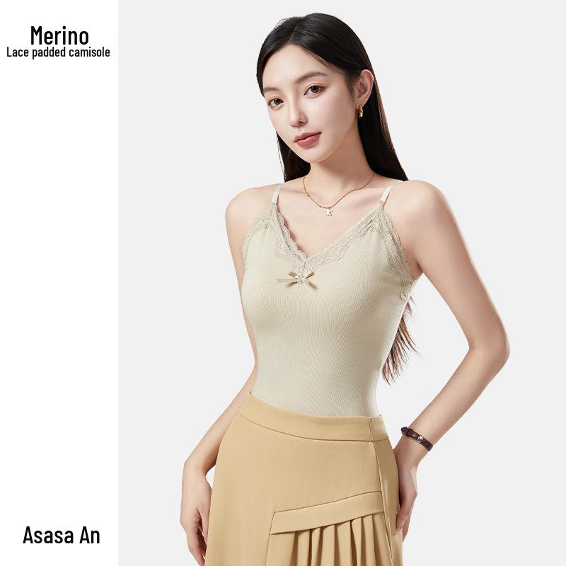 

Женская кружевная майка с бантом и нагрудными вкладышами - Теплый бархатный топ без рукавов для осени и зимы S (80-100 lbs)